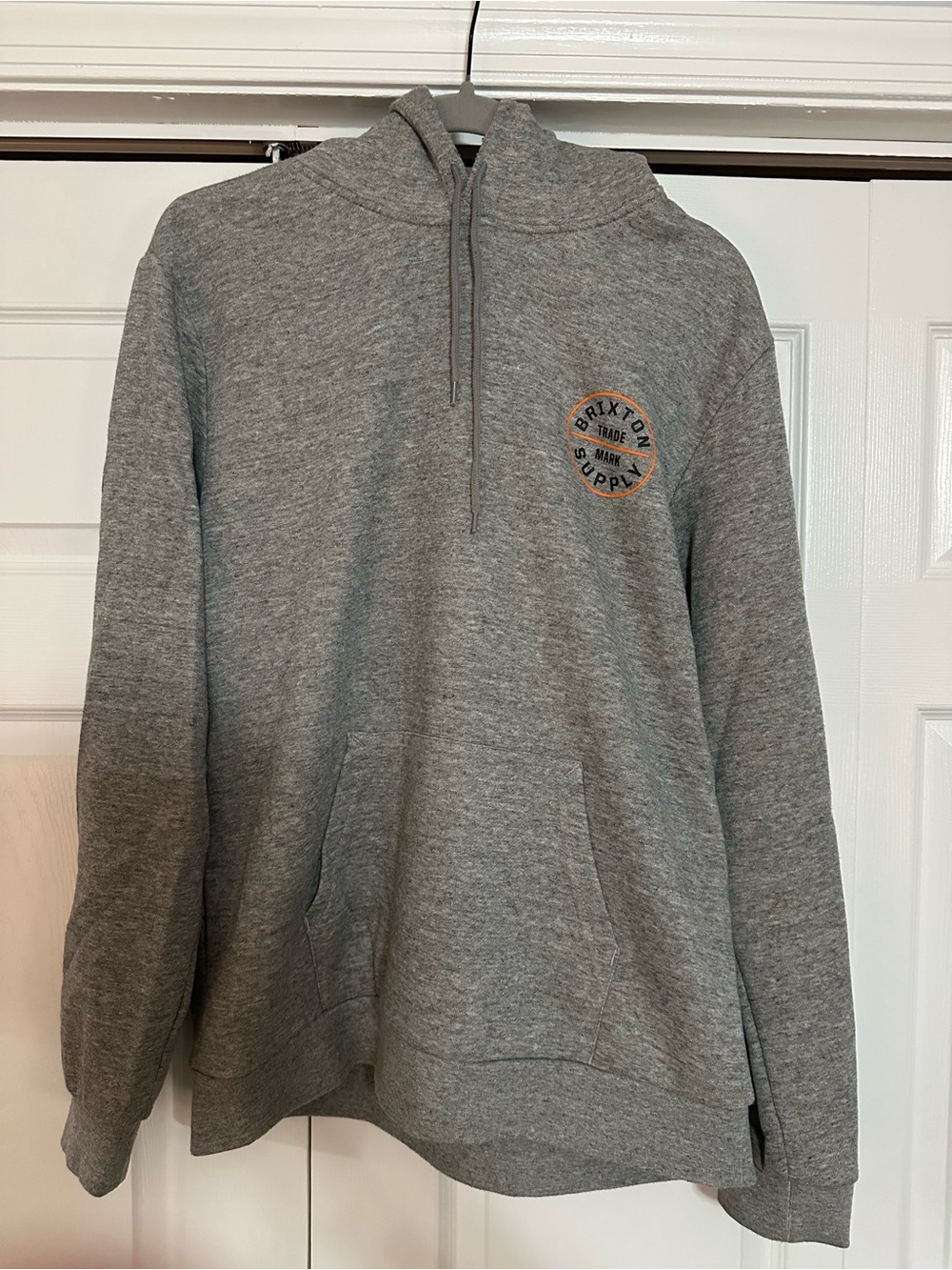 Brixton Gray Zip-Up Hoodie with Chest Patch